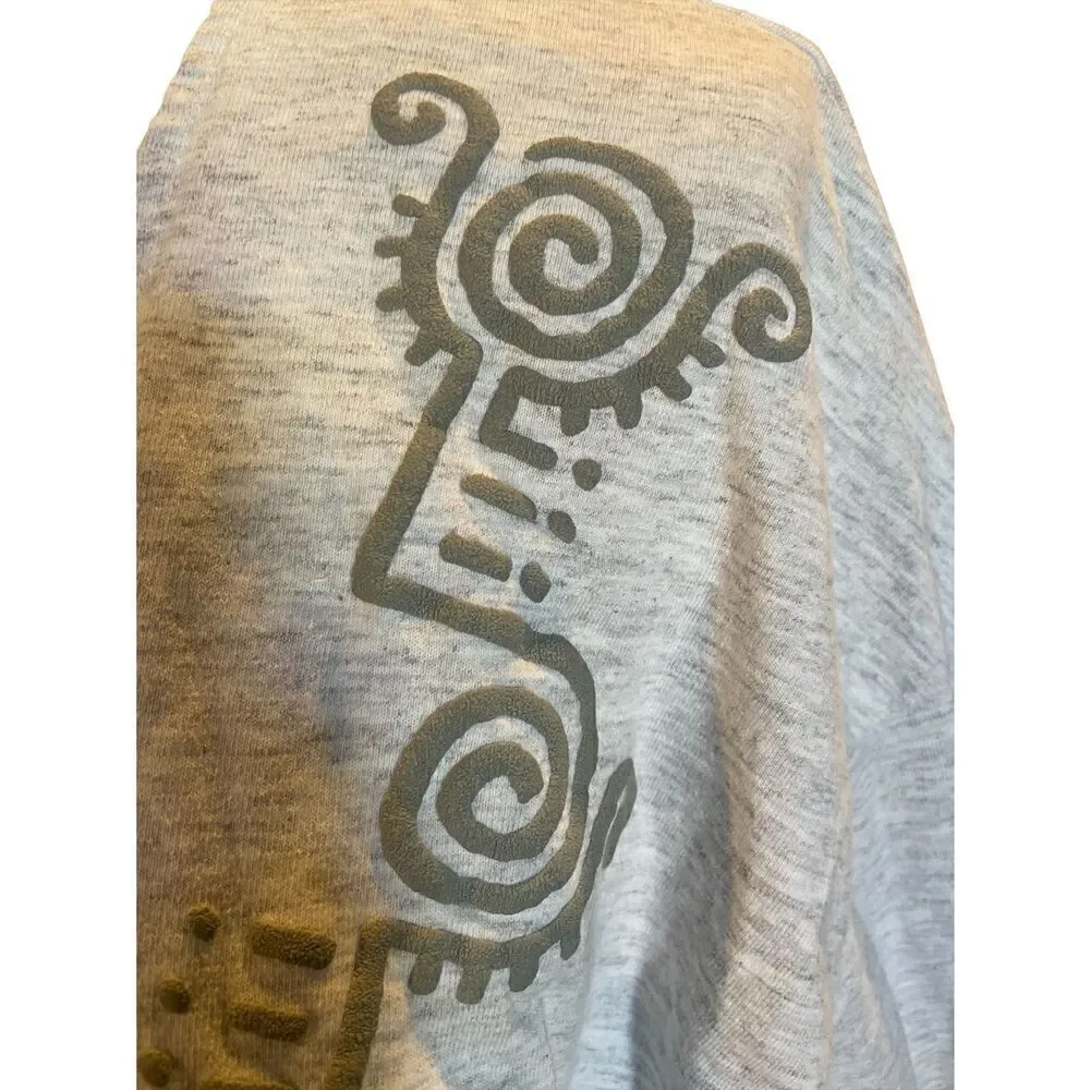 SHoK 80’s Light Gray Button Front Tribal Design Cardigan Jacket/Blazer Size XL-V